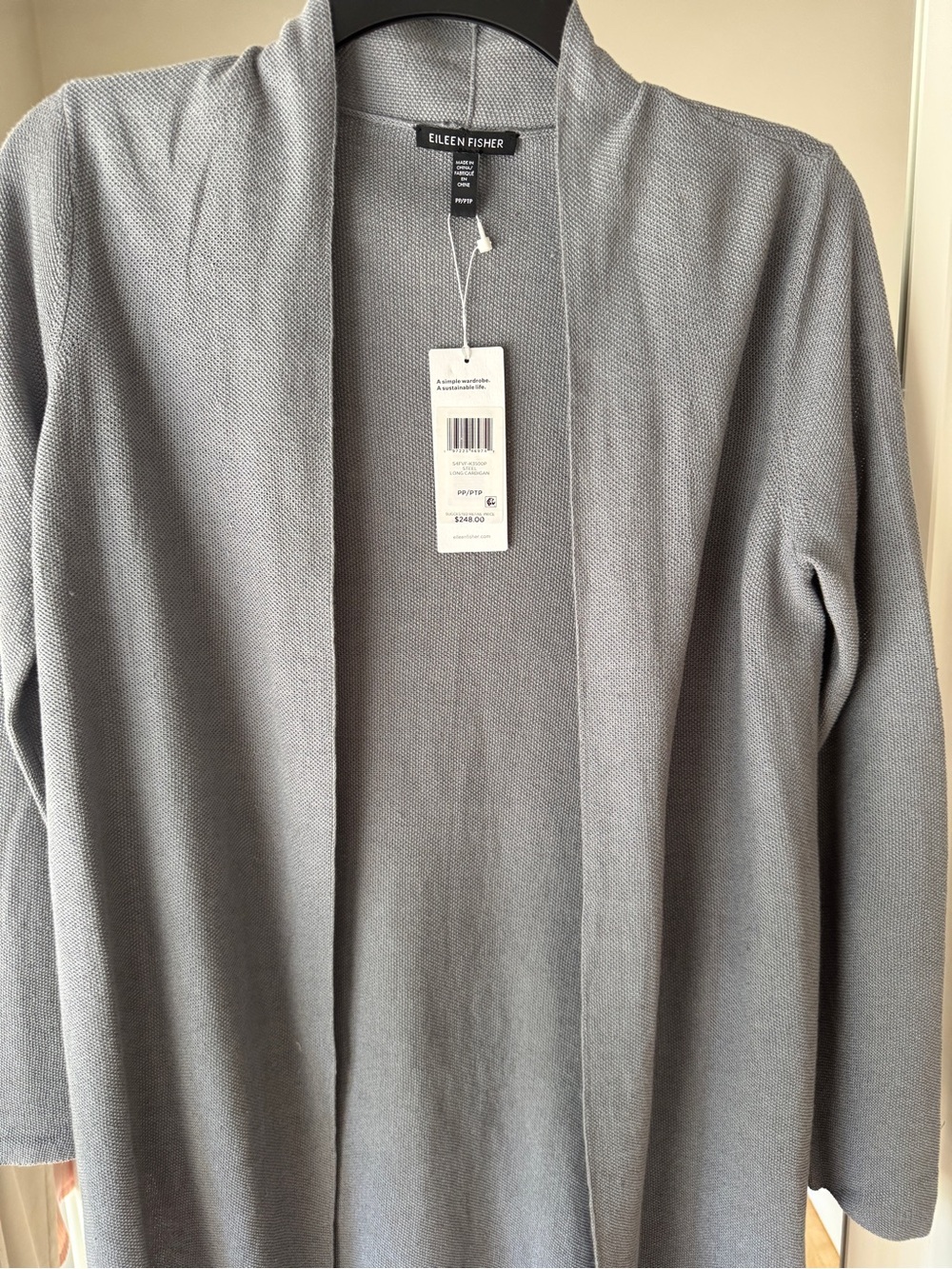 NWT Eileen Fisher Linen Blend XS Gray Steel Cardigan Jacket Women’s PP